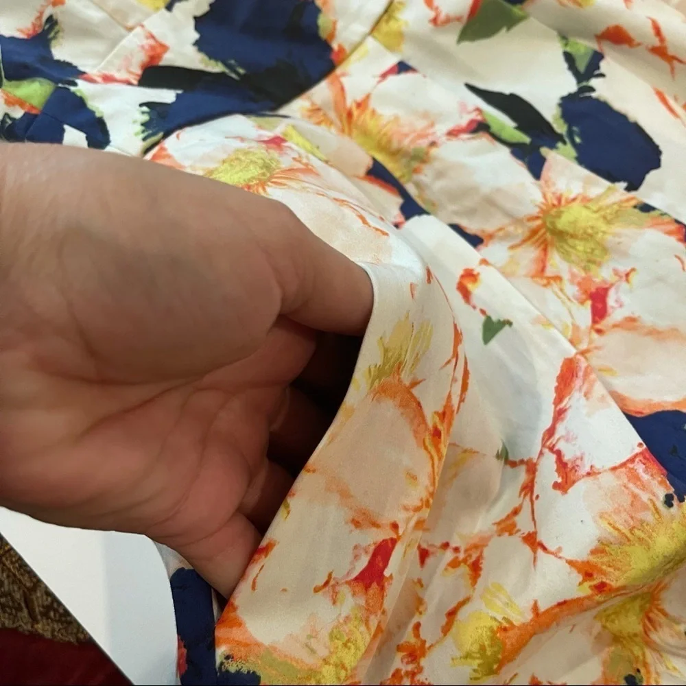 J Crew Collection Floral Cove V-neck Dress Cotton Sleeveless Size 6 - Picture 14 of 16